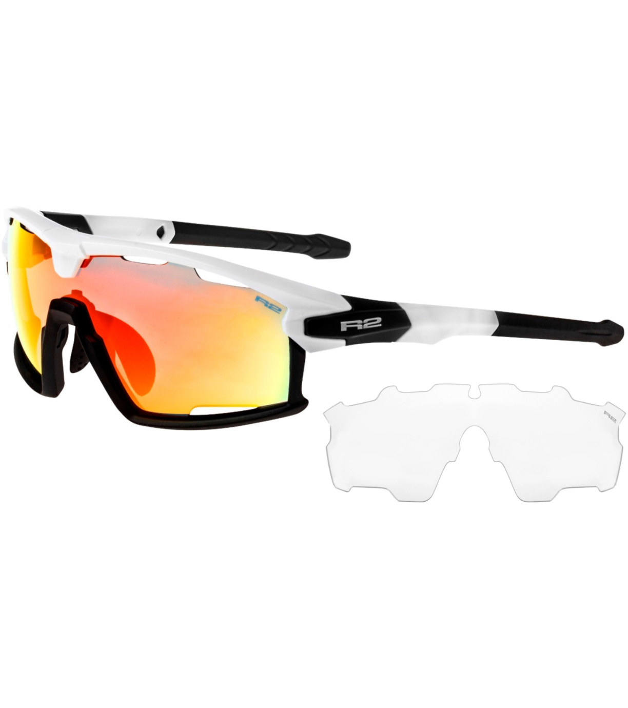  
	Kolor oprawek: biały połysk

	Kolor soczewek: szary z czerwono-czarną powłoką revo

	W zestawie zapasowe soczewki: bezbarwne CAT0
 (228.65 zł)