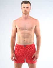 Męskie bokserki luźne 75187P GINA Czerwono-biały