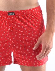 Męskie bokserki luźne 75187P GINA Czerwono-biały