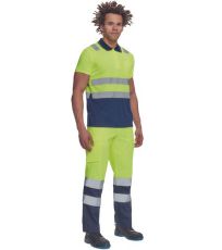 Męska koszula polo HI-VIS CADIZ Cerva żółty/navy