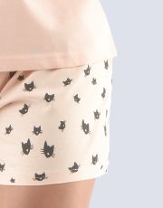 Krótka piżama dziewczęca 29006P GINA nude-czarny