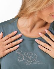 Damski t-shirt maxi 19166P GINA ciemnoszary jogurt