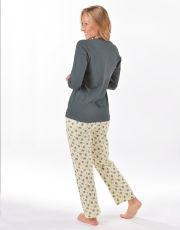 Damska piżama 19169P GINA ciemnoszary żółto-biały