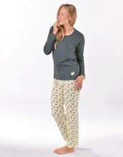 Damska piżama 19169P GINA ciemnoszary żółto-biały