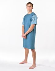 Męska koszula nocna 79202P GINA szary-jasnoniebieski