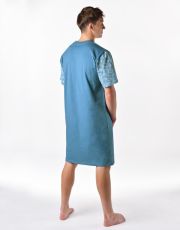 Męska koszula nocna 79202P GINA szary-jasnoniebieski