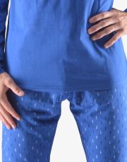 Męska piżama długa 79165P GINA niebieska niezapominajka