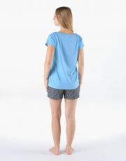 Krótkie piżamy damskie 19174P GINA Niezapominajka- ciemnoszary