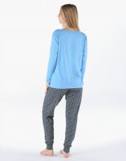 Długa piżama damska 19179P GINA Niezapominajka- ciemnoszary