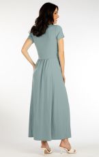 Damska sukienka z krótkim rękawem 5F046 LITEX szarozielony