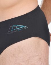 Męskie slipy z wąskim bokiem 70073P GINA czarno-turkusowy