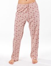 Damskie spodnie od piżamy 19177P GINA szaro-brązowo-biały