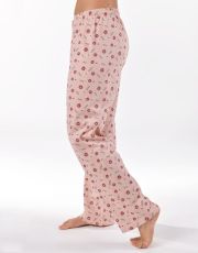 Damskie spodnie od piżamy 19177P GINA szaro-brązowo-biały