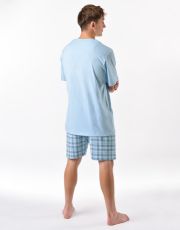 Męska piżama krótka 79188P GINA niezapominajka-biały