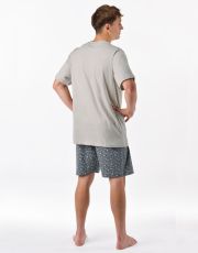 Męska piżama krótka 79190P GINA jasnoszary-ciemnoszary