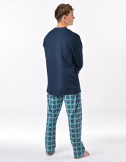 Męska piżama długa 79205P GINA licorice moon