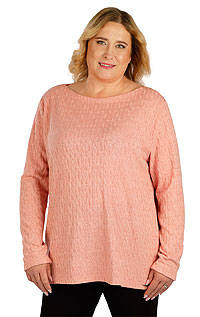 Damski sweter z długim rękawem- większe rozmiary 7D014 LITEX łososiowy